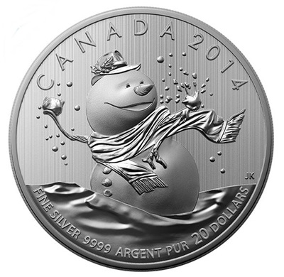 2014 $20 1/4oz Silver Coin Series - SNOWMAN - Click Image to Close